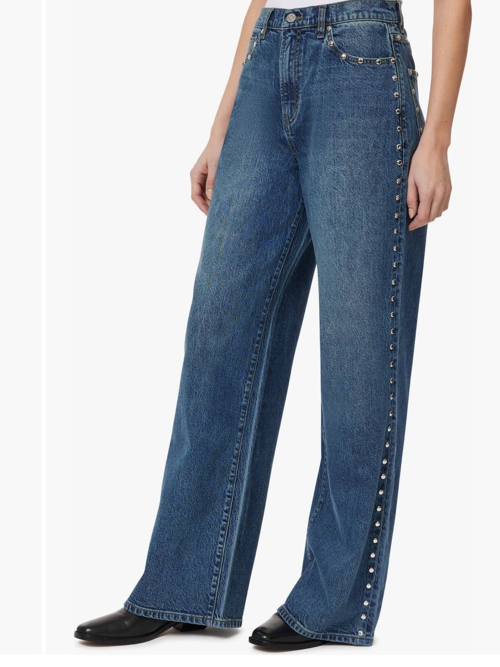 Habitual Gemma Studded High Waist Wide Leg Jeans